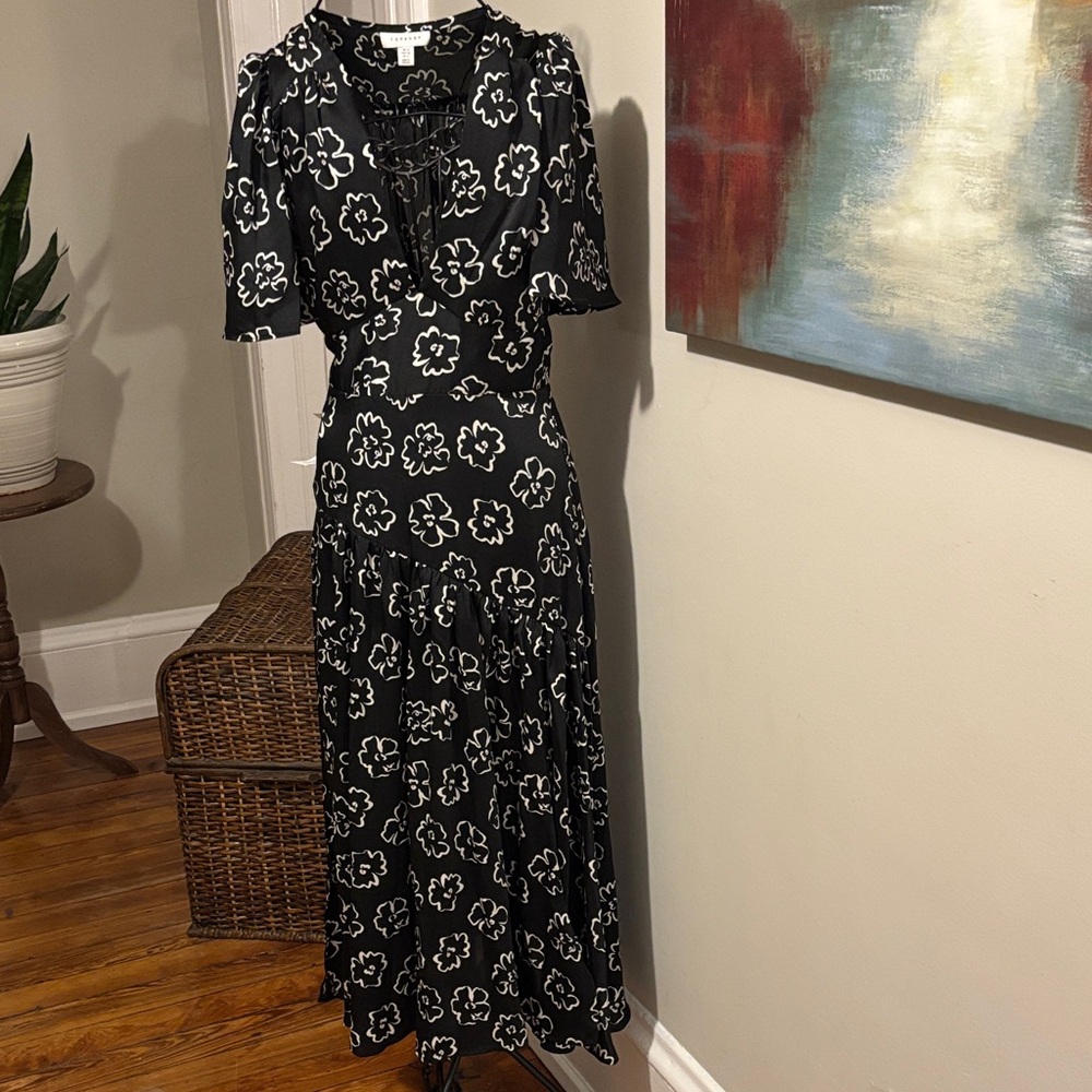 Top shop Floral Black and White Dress